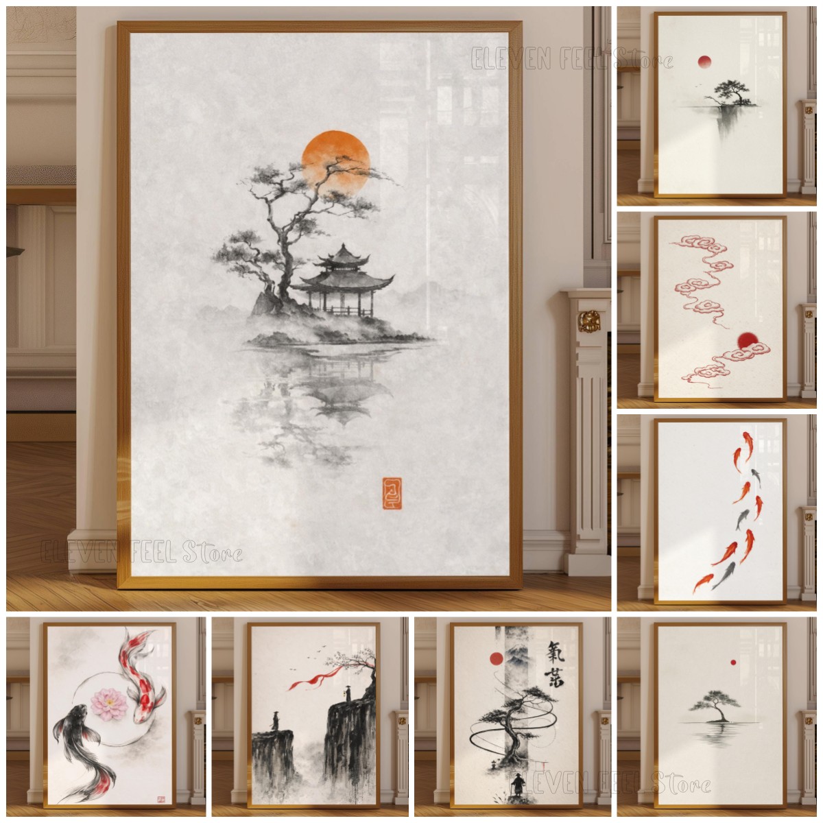 Japanese Zen Lifestyle - Japanse Inktboom Poster Wabi Sabi Bonsai